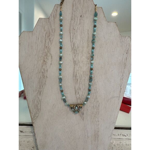 Michael Golan Vintage Aqua Sterling Necklace PRETTY!!! - Picture 2 of 3